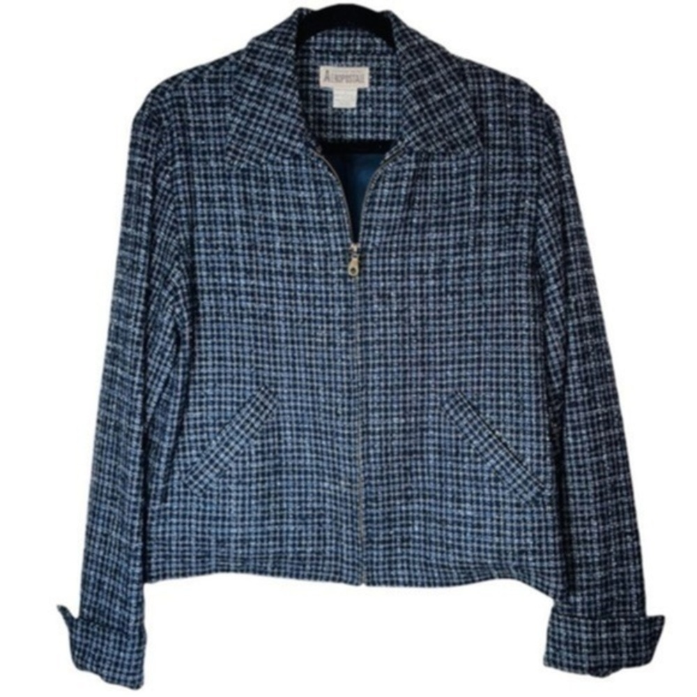 Vintage Aeropostale Blue Plaid Zip Up Blazer